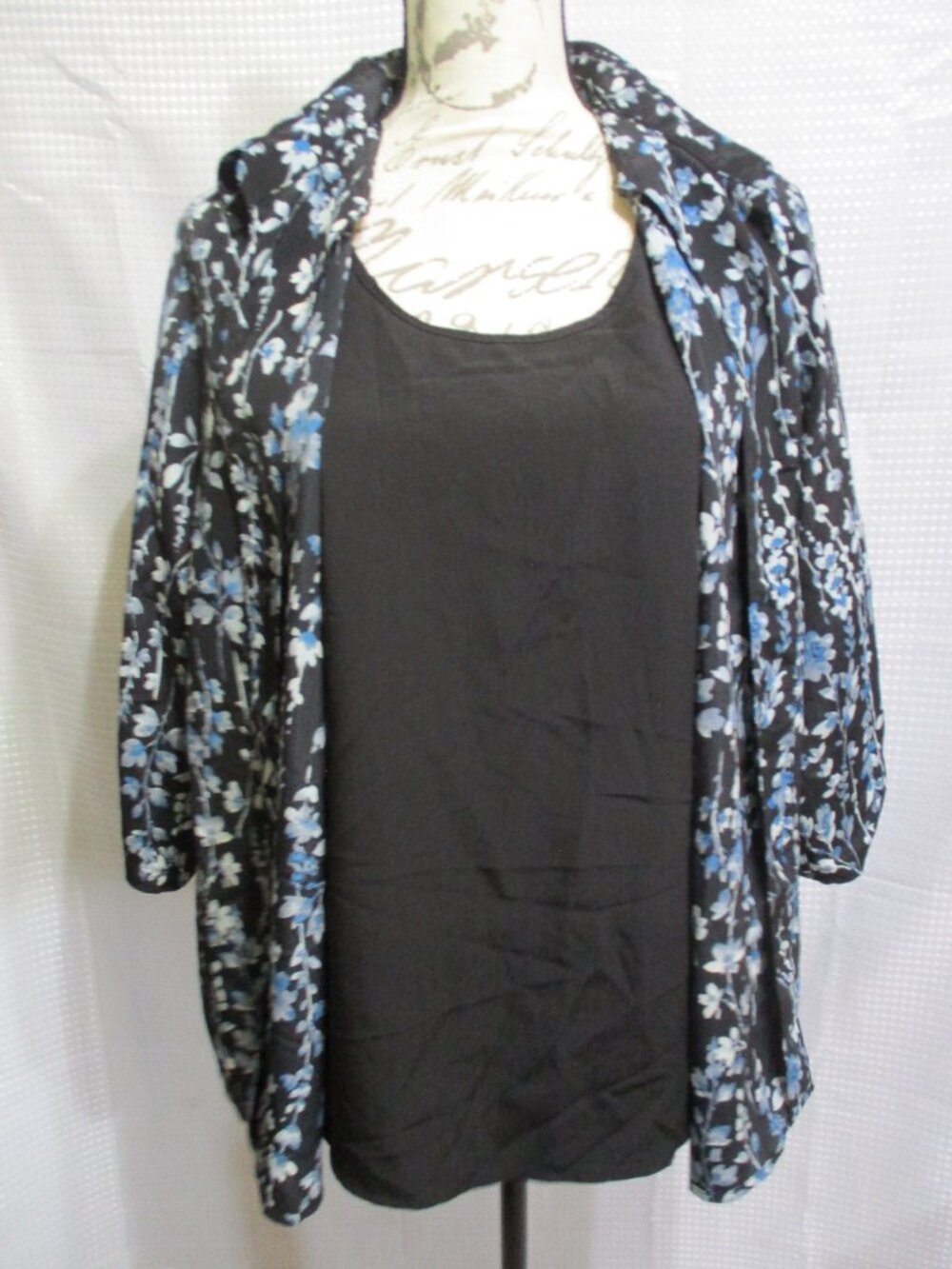 Just My Size Multicolor Pull Over Built In Tank Button Up Women's Top  Sz. 1X